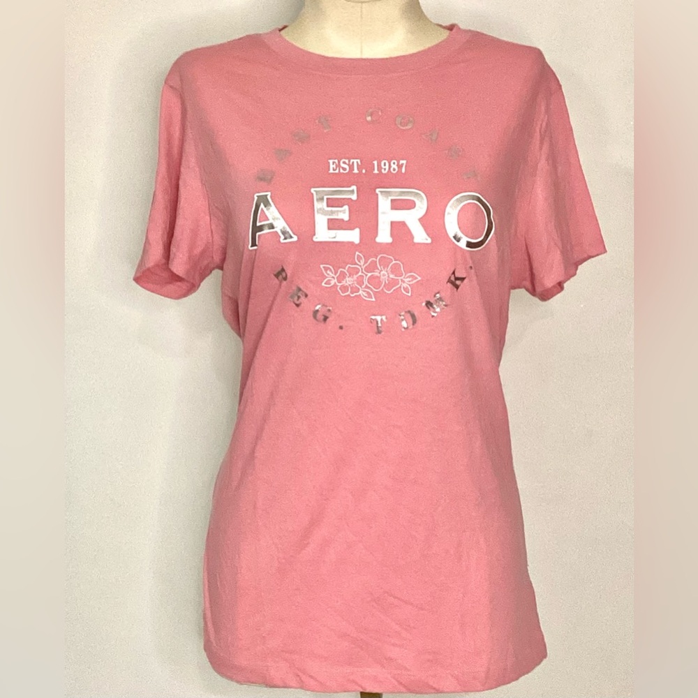 Aero Pink n Silver Short Sleeve Juniors Tee Shirt